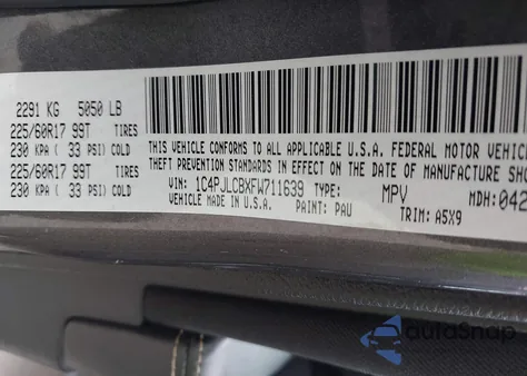 2015 Jeep Cherokee Latitude from USA, damaged, VIN 1C4PJLCBXFW711639